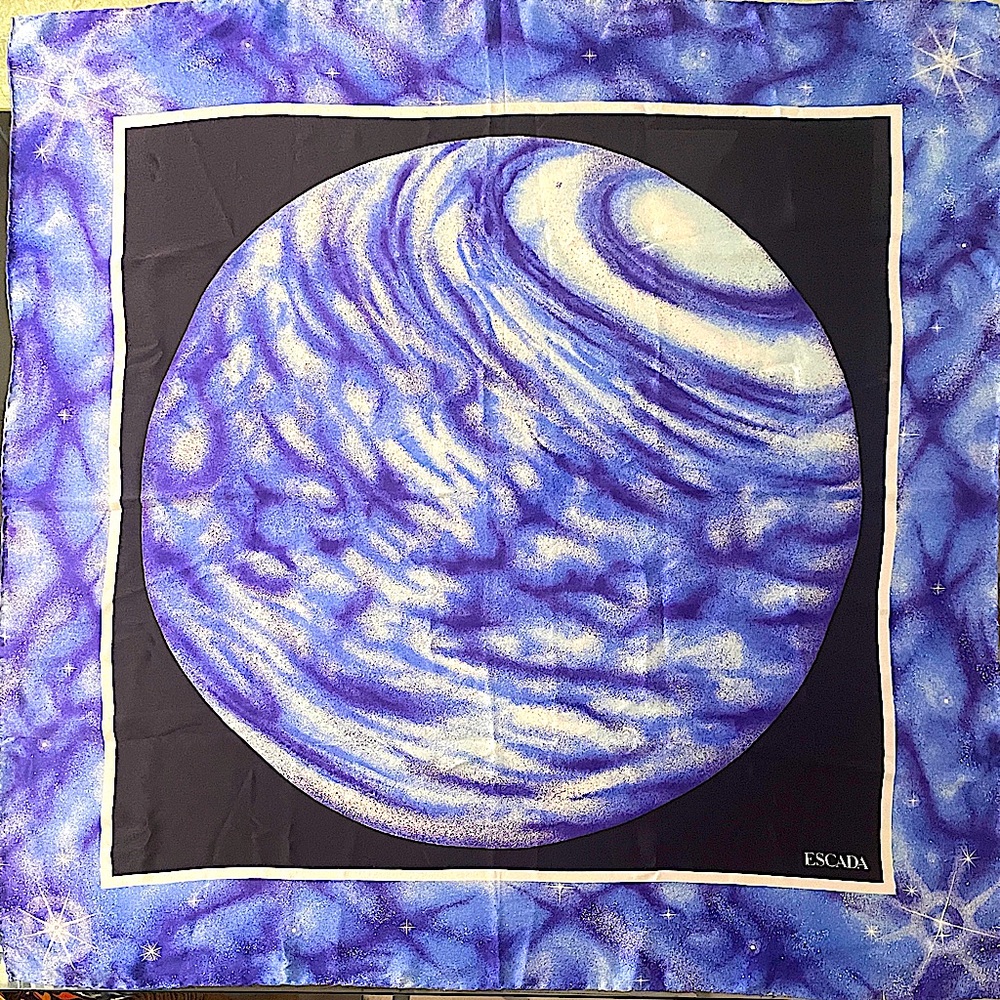 Vintage Escada Silk Print Moon Scarf
